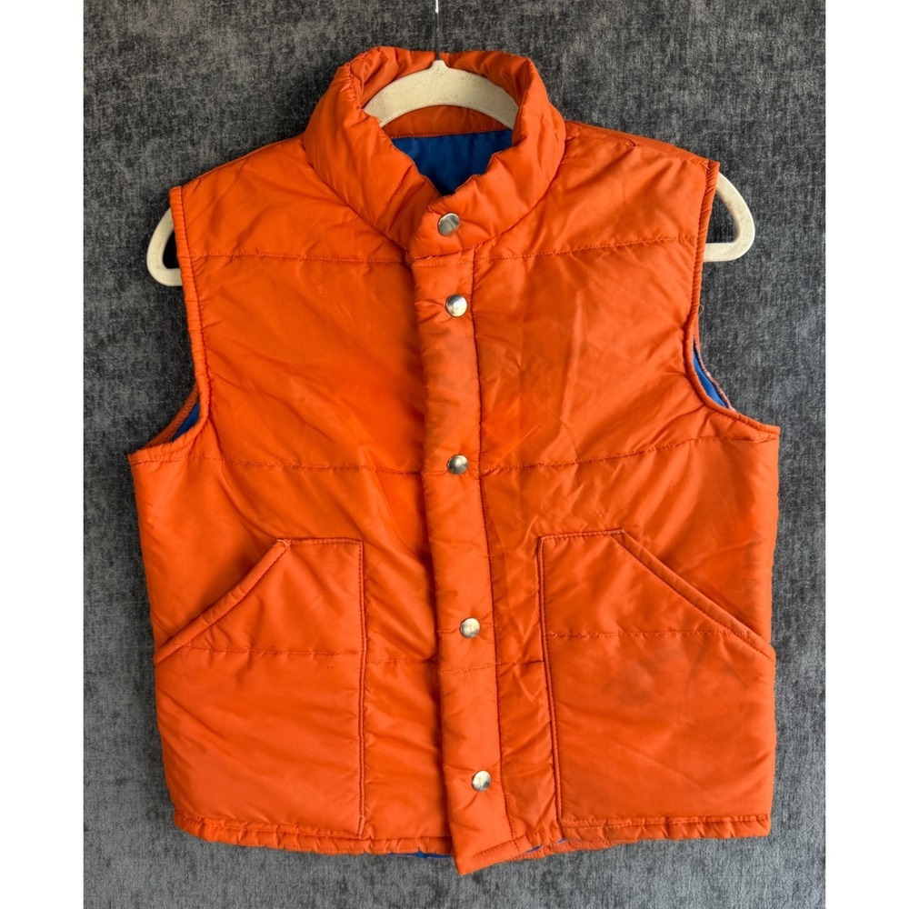 VTG 70s 80s Trailmaster‎ Puffer Vest Orange Blue Size Large New York Los Angeles